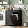 thumbnail image 2 of HOMCOM Panier à Linge Basculant, Armoire à Paniers à Linge avec Tiroir, Noir, 2 of 10