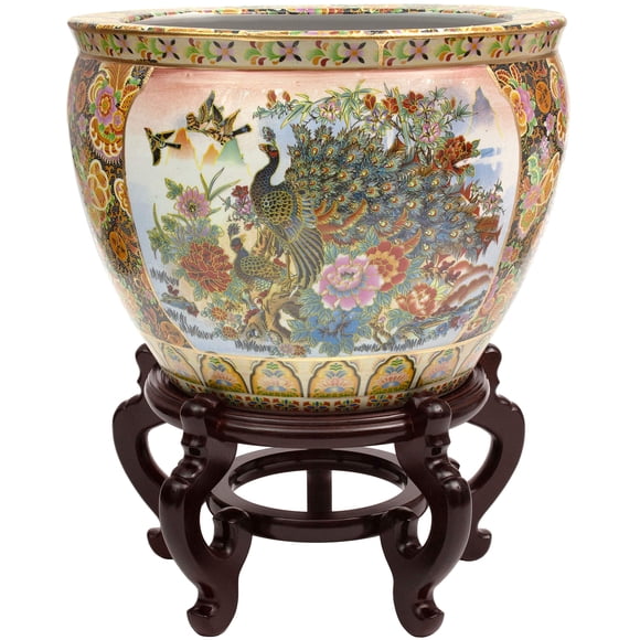 ORIENTAL Furniture Porcelain Planter, 14", Multicolor