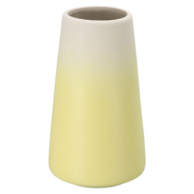 Unique Bargains Flower Vase, Ceramic Floral Vase for Fireplace Room Decor, Gradient Yellow. This ceramic vase features a gradient yellow finish with a minimalist design, measuring 15 cm (6 inches) in height and 5 x 9 cm (2 x 3.5 inches) in diameter. Its durable ceramic construction ensures stability and longevity, making it suitable for home, table, bedroom, living room, or boutique decor. Ideal for floral arrangements or as a centerpiece for dining tables and wedding receptions.