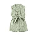 thumbnail image 2 of EYIIYE Barboteuse pour Tout-Petites Filles avec Ceinture à Rayures Sans Manches Col Combinaison, 2 of 7