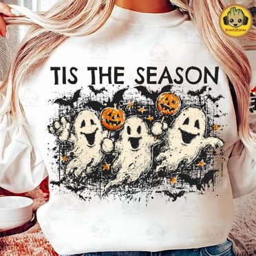 Retro Ghosts Tis The season Checkered Halloween Sweatshirt, Ghost Checkers Halloween Trendy Fall shirt, Retro Cute Ghost Spooky Season Sweatshirt