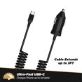 thumbnail image 4 of SCOSCHE CPDC203-SP PowerVolt 20W USB Type-C Power Delivery 3.0 Fast Car Charger with Attached 3-foot Adjustable Coiled Cable for ALL USB-C Devices, 4 of 5