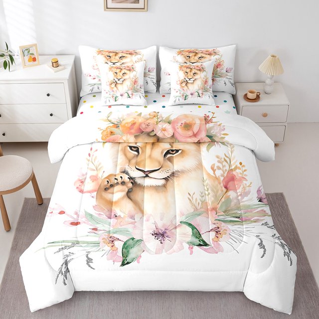YST Ensemble de Literie Kawaii Animal, 7 Pcs, Faune Boisée Dessin Animé, Taille Simple