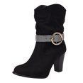 thumbnail image 2 of LSLJS Bottes de Mode pour Femmes Femmes Bout Rond High Heel Escarpins Talon Épais Bottes à Talon Moyen, Bottes Mi-Mollet pour Femmes, Bottes pour Femmes, 2 of 8