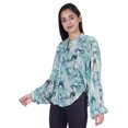 thumbnail image 2 of Moomaya Chemise Boutonnée Imprimée pour Femme Col Mandarin Manches Longues Haut d'Été, 2 of 7