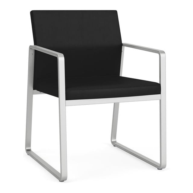 Gansett Reception Waiting Room Healthcare Guest Chair / Silver Steel / Black