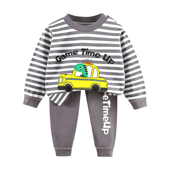 Qopobobo Newborn Outfit Children's Thermal Underwear Set With Three Of Cotton And Thickened Fabric For Men And Women's And Winter Home Wear Baby's Clothing Grey,18-24 Months