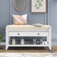 thumbnail image 2 of MODERNLUXE 35.4" Shoe Bench Entryway Bench with 2 Storage Drawers and Cushioned Seat,Farmhouse Shoe Rack with Bottom Shelf for Entryway Hallway and Bedroom,White, 2 of 8