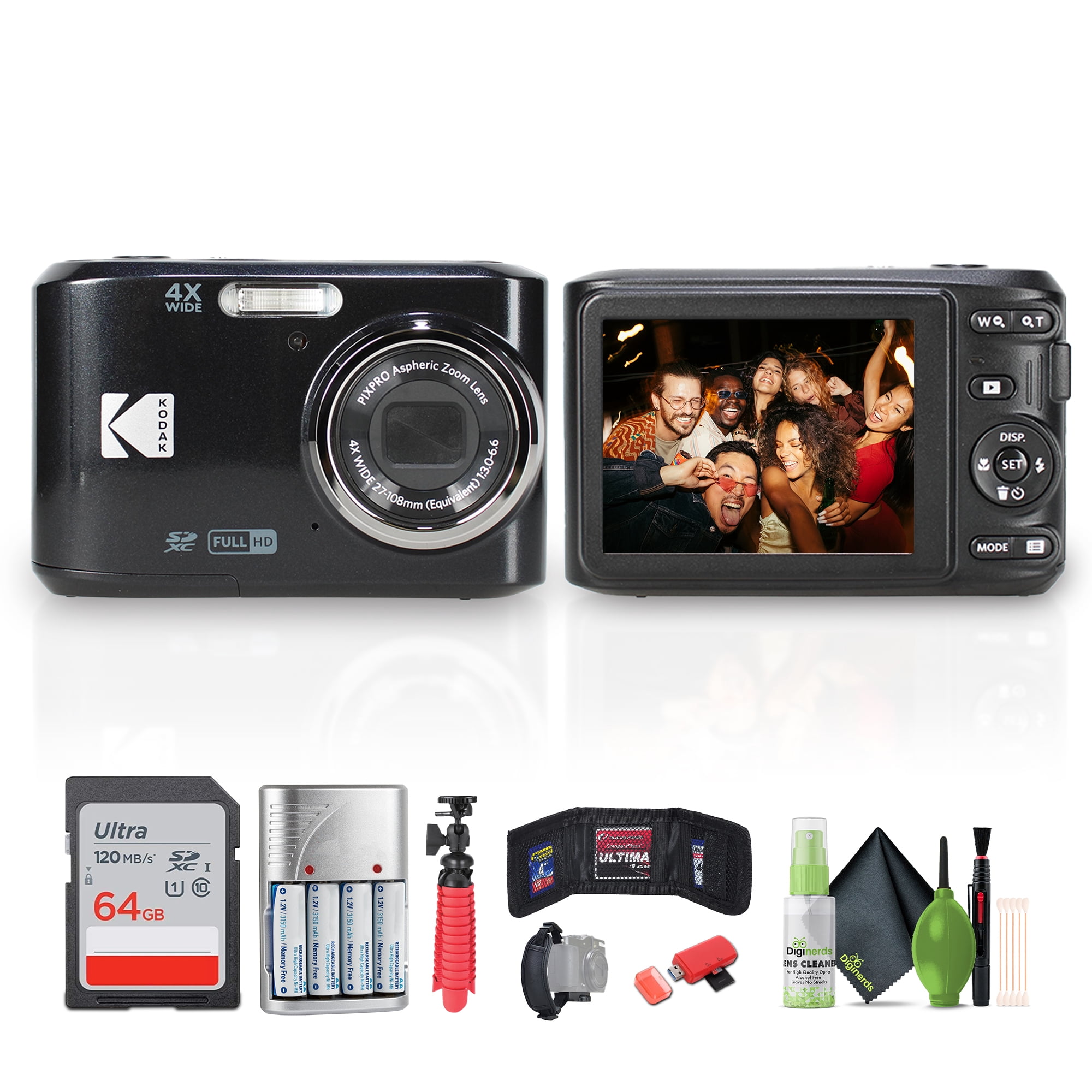 Kodak Pixpro FZ45 Digital Camera (Black) Bundle Including: 64 GB