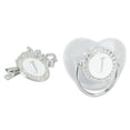 thumbnail image 3 of Silicone Baby Pacifier Silver A-Z Letters Safe BPA Free One Piece Seamless Pacifier with Lid for Infant 6-18 Months, 3 of 7