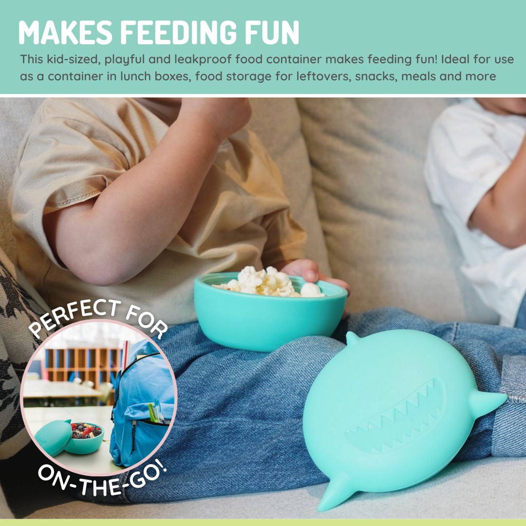 Melii Silicone Bowls with Lid, Shark for Babies, Toddlers, Adults - Blue - 1 Unit