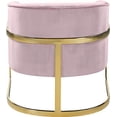 thumbnail image 3 of Meridian Furniture Carter Collection Fauteuil d'Appoint Moderne / Contemporain Rembourré en Velours à Dossier Tonneau avec Base en Acier Inoxydable Doré, Rose, 29 Pouces L x 27.5 Pouces P x 31 Pouces H, 3 of 5