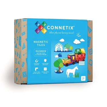 CONNETIX Magnetic Tiles, Rainbow Motion Pack, 24 Pieces
