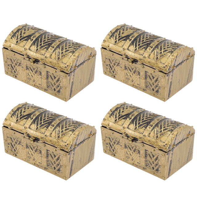 KAKOWELY 4 Pcs Pirate Storage Boxes Mini Pirate Treasure Chests Vintage Pirate Boxes,3.23"X1.81"X1.77"