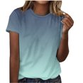 thumbnail image 1 of Timegard Hauts d'Été pour Femmes Col Rond Manches Courtes Couleur Dégradée Blouse Confortable Décontractée Ample Hauts, 1 of 5