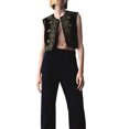 thumbnail image 2 of Diconna Gilet pour Femmes, Sans Manches à devant Ouvert avec Broderie de Fleurs et Paillettes, Gilet d'Extérieur pour la Rue Cual, 2 of 9