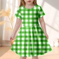thumbnail image 2 of LUOGENLI Robe Mode pour Enfants à Carreaux Ajustée à Manches Courtes (6 14 Ans) Robe pour Filles Longueur Genou Vert 12-14 Ans, 2 of 4