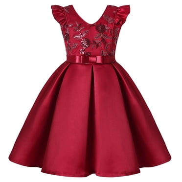 hoksml Robes d'Été, Robes pour Filles, Robe à Paillettes pour Enfants Jupe à Manches Volantées Robe Fille Festival Fête Robe Princesse Liquidation