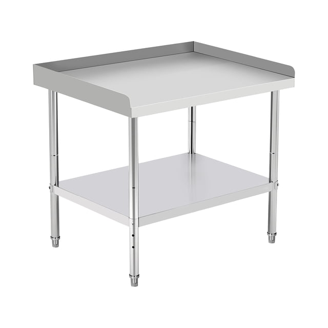 BeesClover Stainless Steel Grill Stand Table, NSF Certified Work Table with Adjustable Legs, 400 Lbs Capacity, 2" Edge Baffle, Equipment Stand for Commercial Restaurant, Hotel