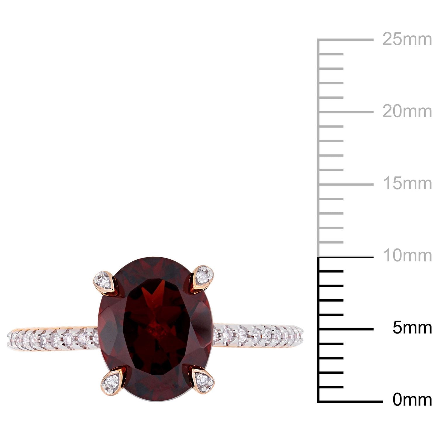 Bague de fiançailles Tangelo avec grenat 3 CT PBT et diamants 1/10 CT poids total en or rosé 10K