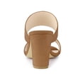 thumbnail image 2 of BLISSFUL STEP Women's Open Toe Chunky High Heel Slide Sandals Camel 8, 2 of 6