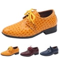 thumbnail image 4 of GPOECD Pattern Pointed Toe Low Heel Lace Up Boys Dress Shoes for Dance and Performance Comfortable Classic Style 01_Red,21, 4 of 7