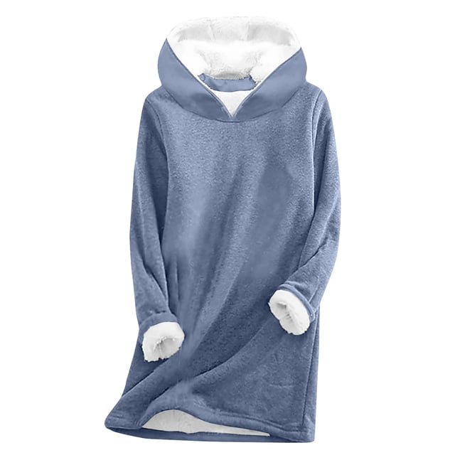 RKSTN Chandails à Capuchon pour Femmes, Col Ras du Cou Doublé en Molleton, Chandail à Capuche Uni. Ce Chandail Décontracté à Manches Longues Présente une Douce Doublure en Molleton, un Col Rond et une Coupe Décontractée. le Chandail à Capuchon Bleu Pâle a des Poignets et un Ourlet Côtelés pour Plus de Confort et de Chaleur, le Rendant Idéal pour l'Automne et l'Hiver. Convient aux Sorties Décontractées, à la Maison Ou au Port Quotidien.