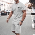 thumbnail image 2 of Men's Suits 2 | 2024 Summer Tracksuit for Men Plus Size Short Sleeve O Neck Athletic Suit Casual Color Block Drawstring Waist Tracksuit Set, 2 of 6