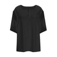 thumbnail image 4 of Plebaso Plus Size Tops for Women Short Sleeve V Neck Loose Blouses Casual Solid Color Womens Tunic Tops, 4 of 5