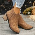 thumbnail image 4 of Cameland Grandes Bottes Courtes en Suède à Talons Épais et Bas, 4 of 6