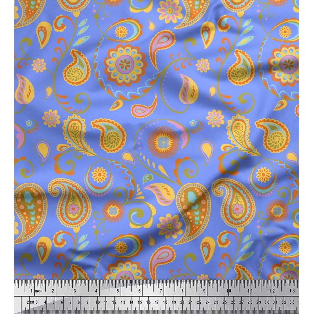 Soimoi Blue Rayon Fabric Mandala & Paisley Decor Fabric Printed Yard 42 Inch Wide