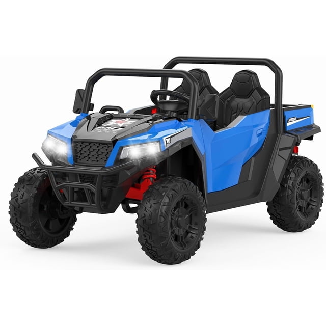 24V 4WD Ride-On Dump Truck with Remote Control, 2-Seater Electric Construction Vehicle with Dump Bed & Shovel