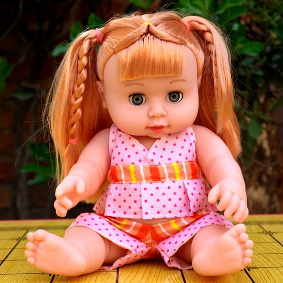 Interactive Baby Dolls with Sound,11" Walking Dolls Life Size,Interactive Vinyl Toy Baby Cuddly Girl Singing Talking Blonde Princess,Interactive Talking Doll,Soft Vinyl Body and Other Accessories