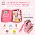 thumbnail image 2 of Costway 2PC Kids Ride-on Luggage Set 18" Carry-on Suitcase & 12" Backpack Anti-Loss Rope, 2 of 10