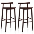 thumbnail image 1 of Gymax Bar Height Stools Set of 2 Bar Chair w/ Acacia Wood Frame Supporting Legs Brown, 1 of 8