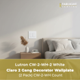 thumbnail image 3 of Lutron Electronics Plaque Murale Claro 2G Blanc CW-2-WH, 3 of 7