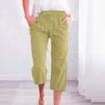 thumbnail image 2 of Timegard Womens Cotton Linen Pants Capris Drawstring Casual Solid Color Cropped Trousers with Pockets, 2 of 5