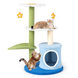 Costway 4-Tier Centre d'activité moderne de la tour des arbres de chat avec poste de scratching sisal