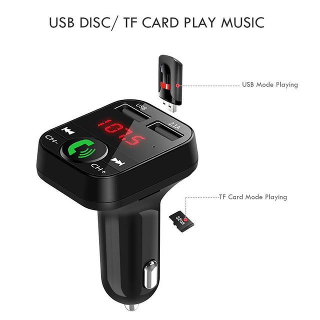 Riforla Car Kit Handsfree Wireless Bluetooth FM LCD MP3 Player USB Charger Car Bluetooth MP Black