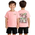 thumbnail image 2 of HNMKIU T-Shirt à Manches Courtes à Col Rond pour Garçons avec Imprimé de Pâques, Doux, Décontracté, Tenue de Vacances, Haut pour Enfants, Rose, 4-5 Ans, 2 of 5