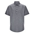 thumbnail image 5 of BOBOGOJP Button-Up Shirt for Men Short Sleeve Button Down Tops Solid Casual Formal Dress,Gray XXL, 5 of 5