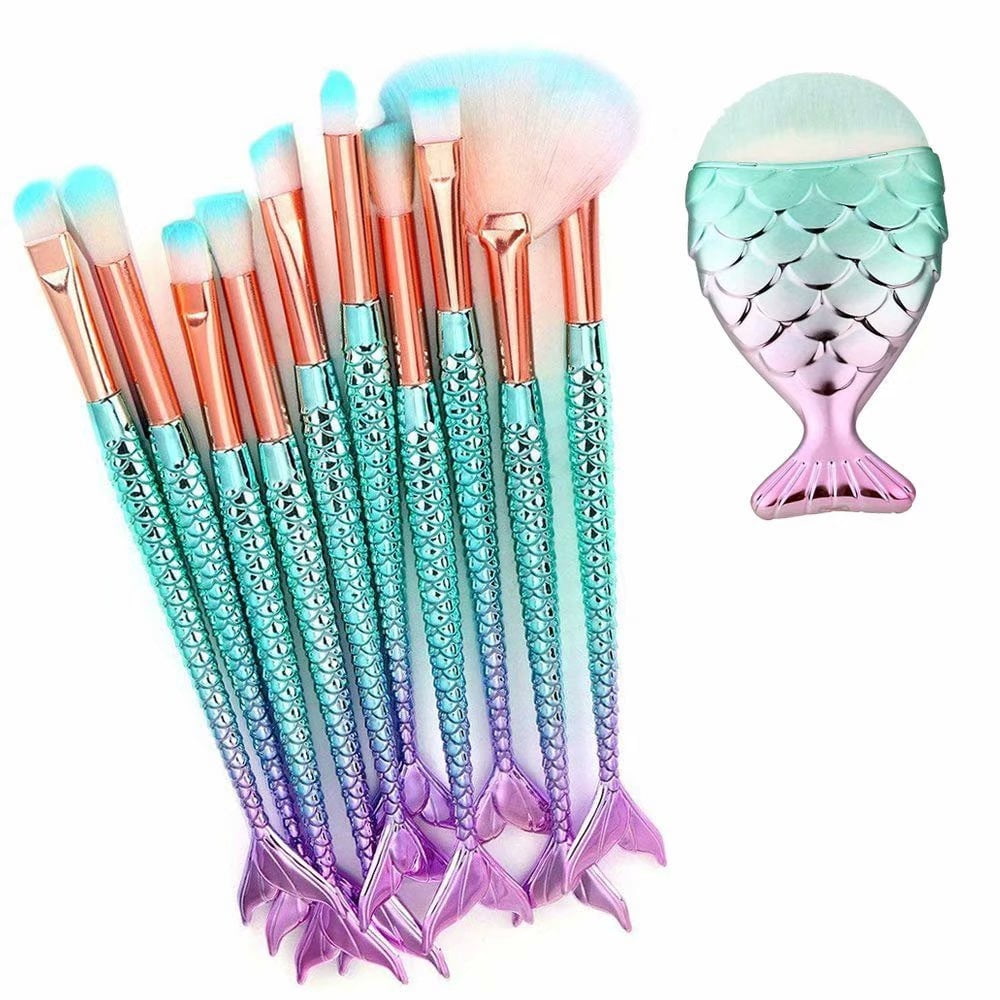 Make up Brush Mermaid, 11 pieces Professional Foundation Concealer Cosmetic Brush Make-up Brush Makeup Brush Set