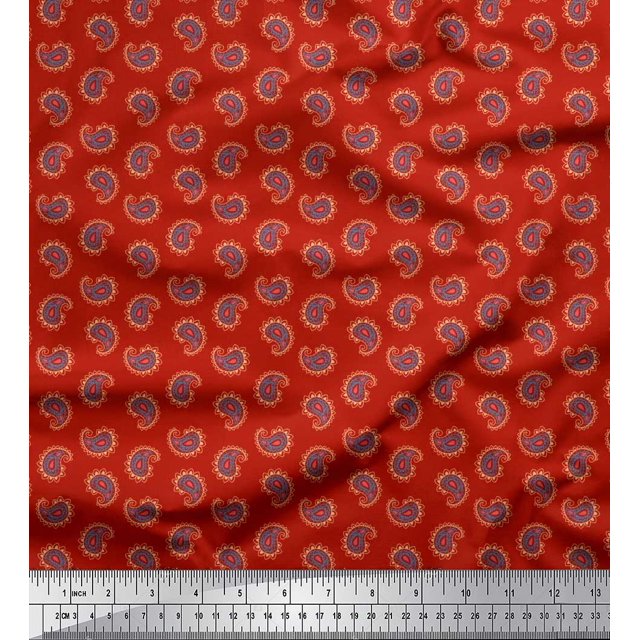 Soimoi Cotton Poplin Fabric Artistic Paisley Print Sewing Fabric Yard 56 Inch Wide