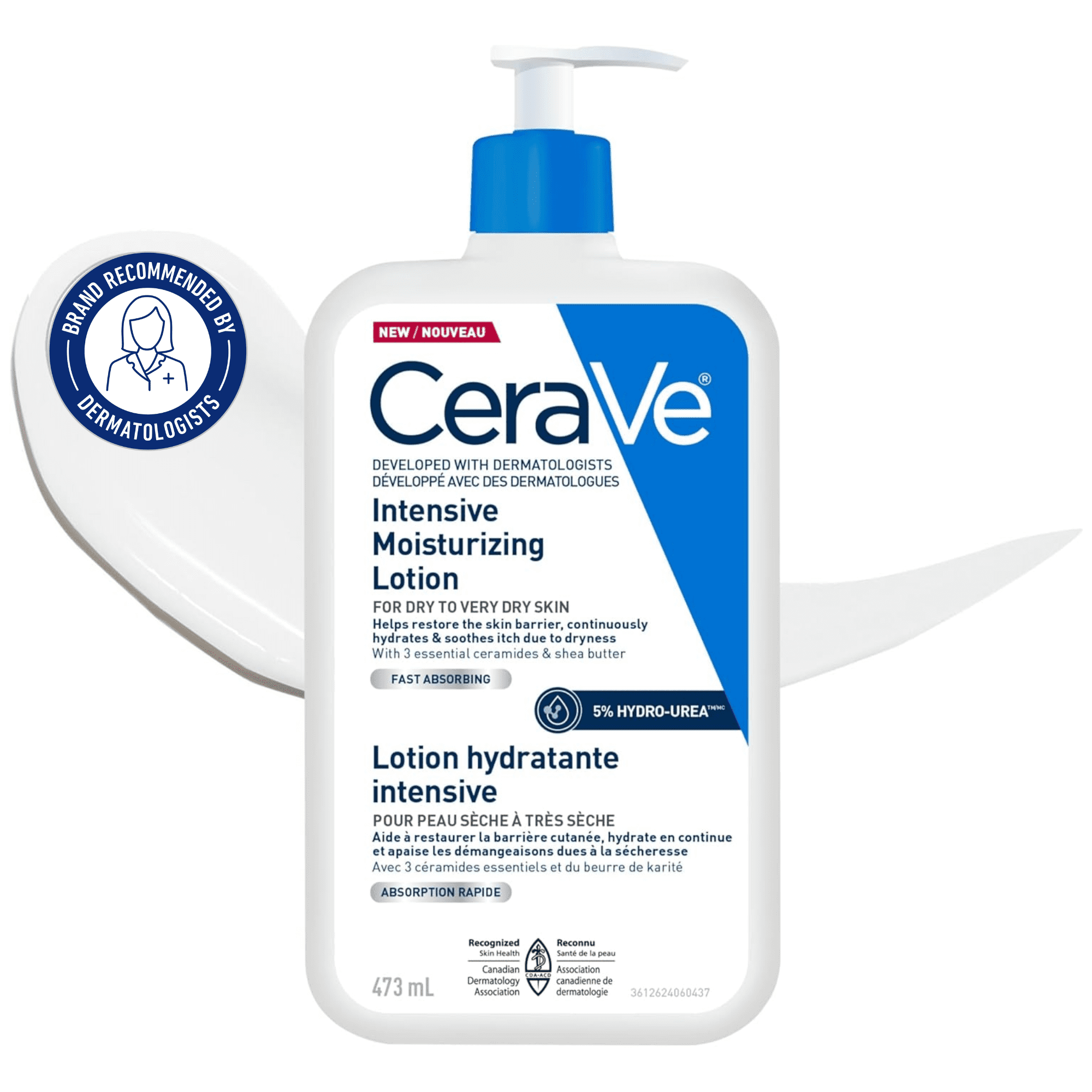 CeraVe Lotion Hydratante Intensive, Lotion à 5 % d'Hydro-urée avec des Céramides pour Peau Sèche et Qui Démange, 473mL