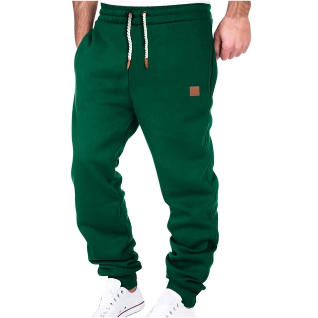 Yuyuzo Mens Joggers Fleece Lined Sweatpants Drawstring Cinch Bottom Solid Color Casual Workout Trousers