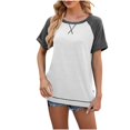 thumbnail image 4 of AherBiu T-Shirts à Manches Courtes pour Femmes Été Décontracté Ample Col Rond Haut Confortable T-Shirts Chemises Blouse de Tous les Jours, 4 of 6