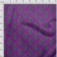 thumbnail image 3 of oneOone Silk Tabby Fabric Paisley Block Printed Fabric 1 Yard 42 Inch Wide, 3 of 4