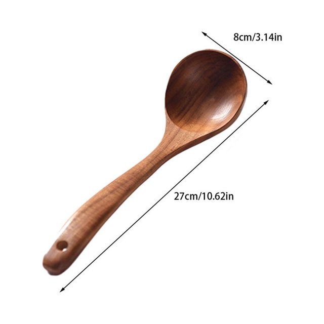Baohd Brown Beautiful Texture Wooden Kitchen Utensils Home Cooks Wooden Spoons For Cooking Choose Wood Soup Ladle 1Set
