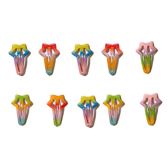 Barrette à Pression pour Enfants, Couleur Arc-en-Ciel, Forme Géométrique, Épingle à Cheveux, Barrette