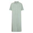 thumbnail image 4 of AherBiu Robe Chemise à Boutons pour Femmes en Coton et Lin, Col à Revers, Col en V, Manches Courtes, Robes Maxi pour Femmes, 4 of 6